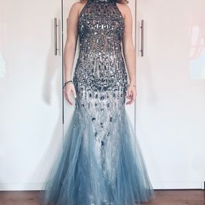 beautiful light grey / purple prom dress